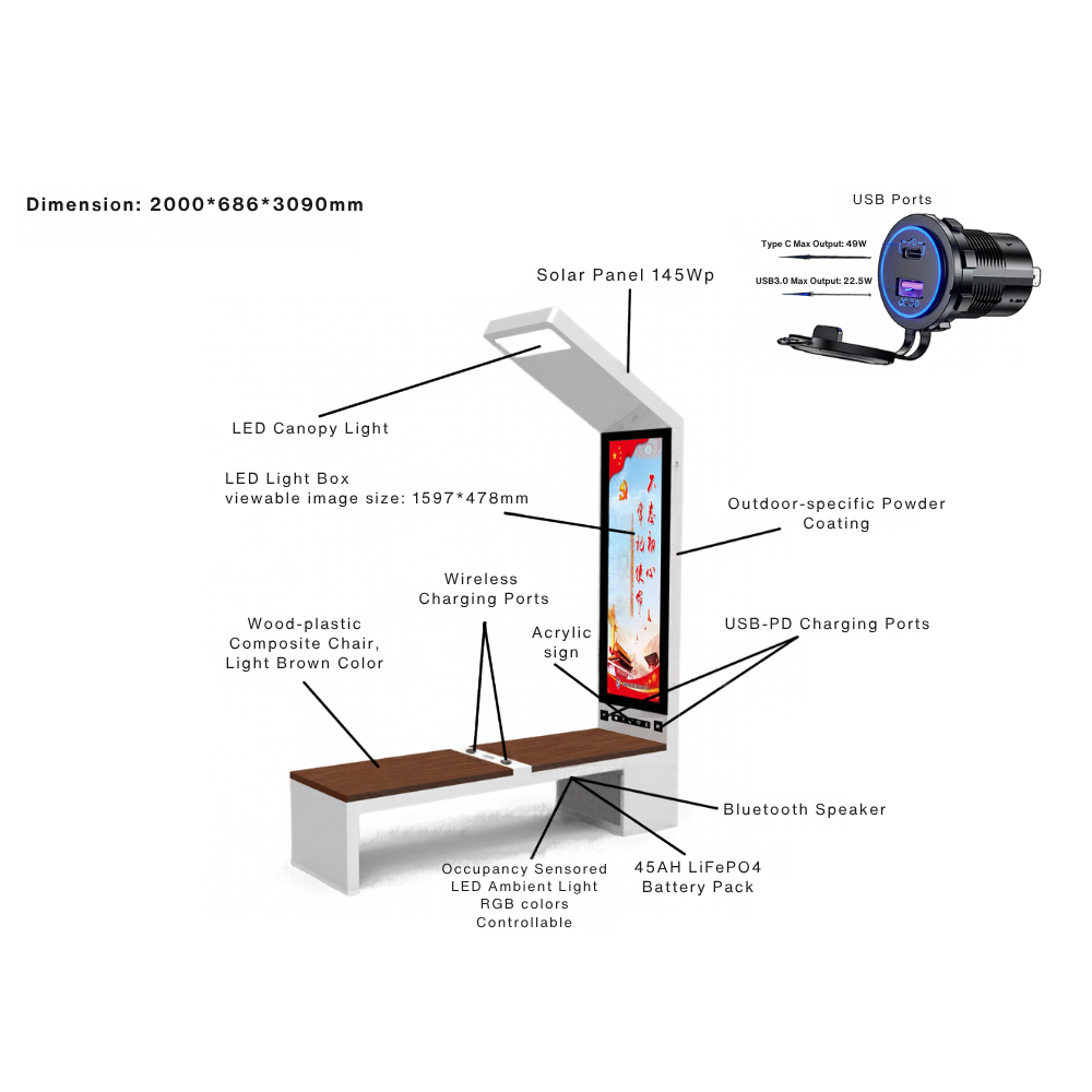 OMNIBENCH Plus solar charging station